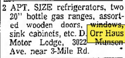 D. Orr Haus Motor Lodge (Cottonwood Motel) - Sep 1970 Ad